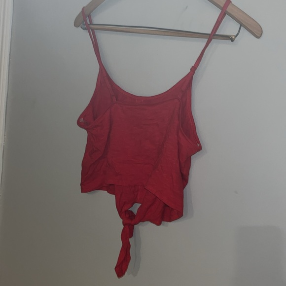 Women’s Red Tie Knotted Bottom Tank Top Shirt - Picture 6 of 6